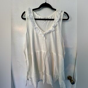 White/cream tank with ruffles